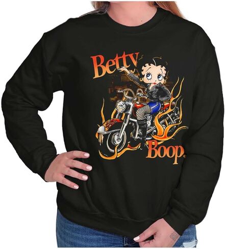 بريسكو العلامات التجارية السائق بيتي بوب المشتعلة دراجة نارية المرأة Crewneck البلوز in Saudi Arabia