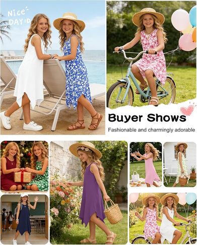 فستان بناتي بدون أكمام برقبة دائرية للصيف للأطفال الصغار كاجوال 2026 بحاشية غير متماثلة مع جيوب in Kuwait