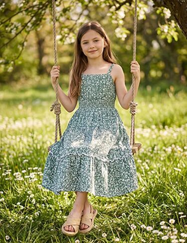 GRACE KARIN Mommy and Me Floral Smocked Dress,Spaghetti Strap Boho Dress,Summer Maxi Dress with Pockets in Kuwait