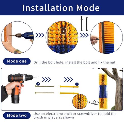 فرشاة خدش الماشية مع حامل حديد زنبركي، فرشاة خدش ظهر الحيوان للبقرة والماشية والأغنام والخيول والخنازير وأداة تدليك (أصفر) in Kuwait