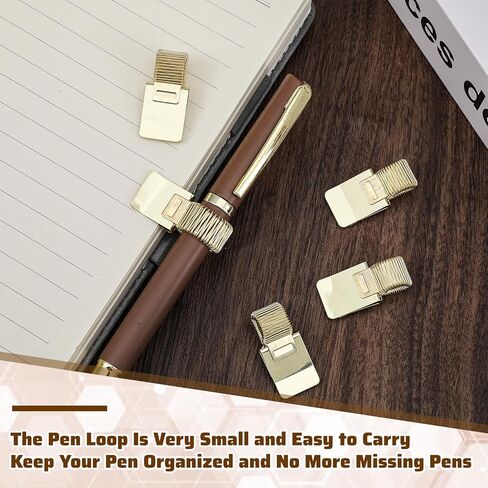 Grevosea 5Pcs Metal Pen Clip Holder, Portable Pen Holder Clips Adjustable Spring Loop Organizer for Notebook Clipboard Gold Tone in Saudi Arabia