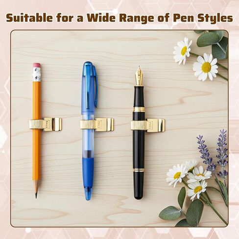 Grevosea 5Pcs Metal Pen Clip Holder, Portable Pen Holder Clips Adjustable Spring Loop Organizer for Notebook Clipboard Gold Tone in Saudi Arabia