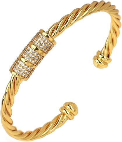 Cuff Bracelet for Women Cable Wire Bracelets Twisted designer inspired Bangles Crystal Adjustable Gifts in Saudi Arabia