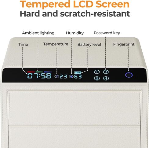 صندوق مجوهرات مع قفل ببصمة الإصبع وكلمة المرور، منظم تخزين مزدوج ذو سعة كبيرة للقلائد والخواتم والأساور والساعات، 15.98 × 13.98 × 9.45 بوصة، 4 طرق ذكية لفتح القفل، بيج in Kuwait