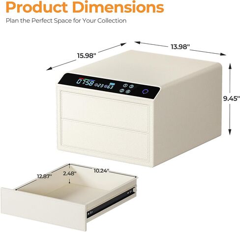 صندوق مجوهرات مع قفل ببصمة الإصبع وكلمة المرور، منظم تخزين مزدوج ذو سعة كبيرة للقلائد والخواتم والأساور والساعات، 15.98 × 13.98 × 9.45 بوصة، 4 طرق ذكية لفتح القفل، بيج in Kuwait