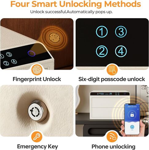 صندوق مجوهرات مع قفل ببصمة الإصبع وكلمة المرور، منظم تخزين مزدوج ذو سعة كبيرة للقلائد والخواتم والأساور والساعات، 15.98 × 13.98 × 9.45 بوصة، 4 طرق ذكية لفتح القفل، بيج in Kuwait