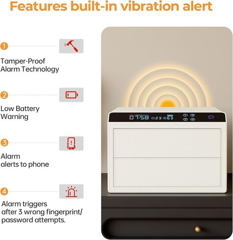 صندوق مجوهرات مع قفل ببصمة الإصبع وكلمة المرور، منظم تخزين مزدوج ذو سعة كبيرة للقلائد والخواتم والأساور والساعات، 15.98 × 13.98 × 9.45 بوصة، 4 طرق ذكية لفتح القفل، بيج in Kuwait