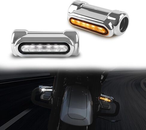 Highway Bar Lights Turn Signal for Street Glide 2024+, Chrome LED Crash Bar Light w/White DRL & Amber Turn Signal for Harley Road Glide Ultra Limited 2014-2023; FLHXSE 2023-2025; FLHXU 2025 ccessories in Saudi Arabia