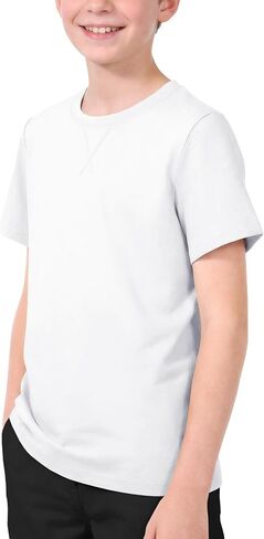 Auranso الأولاد تي شيرت الاطفال قمصان قصيرة الأكمام للبنين Crewneck القطن بلايز الأساسية بلايز عادية تيز ملابس الصيف in Kuwait