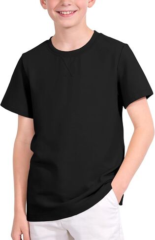 Auranso Boys T Shirts Kids Short Sleeve Shirts for Boys Crewneck Cotton Tshirts Basic Casual Tops Tees Summer Clothes in Saudi Arabia