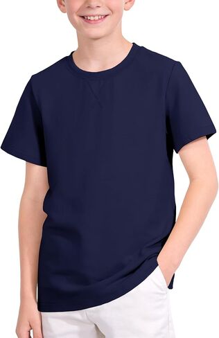 Auranso الأولاد تي شيرت الاطفال قمصان قصيرة الأكمام للبنين Crewneck القطن بلايز الأساسية بلايز عادية تيز ملابس الصيف in Kuwait