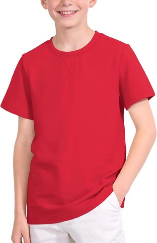 Auranso الأولاد تي شيرت الاطفال قمصان قصيرة الأكمام للبنين Crewneck القطن بلايز الأساسية بلايز عادية تيز ملابس الصيف in Kuwait