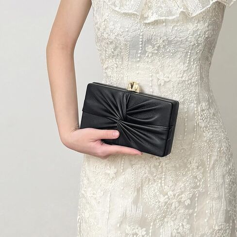 PU Leather Clutch Purse Vintage Ruched Evening Bag Unique Crossbody Handbag for Wedding Party Prom in Saudi Arabia