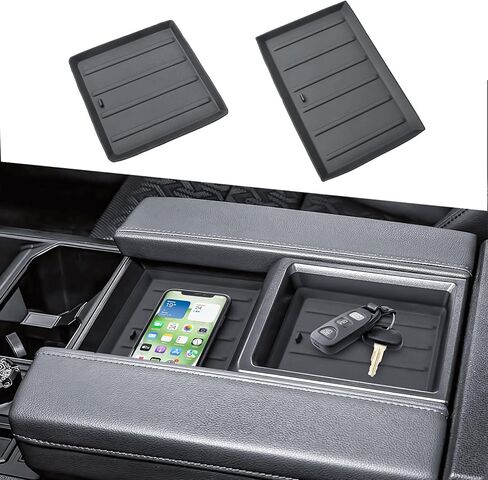 Center Console Rubber Liner Compatible with 2022 2023 2024 2025 2026 Toyota Tundra Accessories, Armrest Lid Tray Insert 2-Piece Removable Silicone Mats for Organization in Saudi Arabia