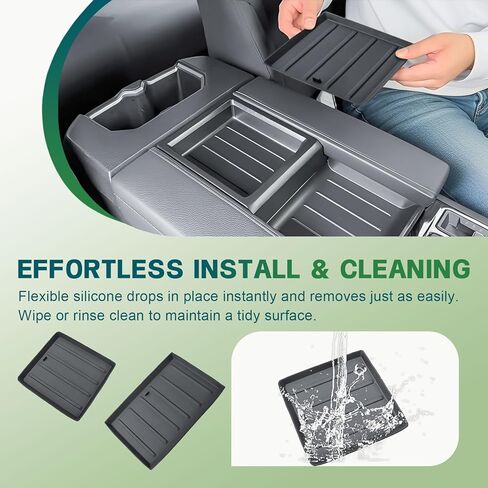 Center Console Rubber Liner Compatible with 2022 2023 2024 2025 2026 Toyota Tundra Accessories, Armrest Lid Tray Insert 2-Piece Removable Silicone Mats for Organization in Saudi Arabia