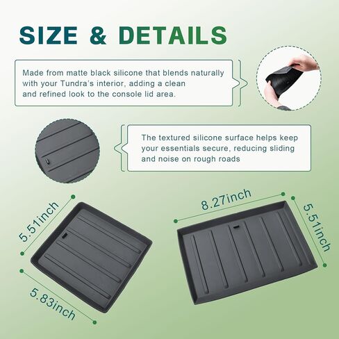 Center Console Rubber Liner Compatible with 2022 2023 2024 2025 2026 Toyota Tundra Accessories, Armrest Lid Tray Insert 2-Piece Removable Silicone Mats for Organization in Saudi Arabia