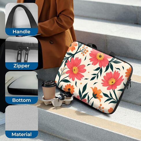 Laptop Sleeve with Handle 15.6 Inch, Waterproof Laptop Case Bag, Leopard Pattern Design Computer Sleeve Compatible with MacBook Air, Pro, HP, Dell, Lenovo, ASUS in Saudi Arabia