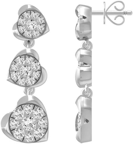 1 Carat Lab-Grown Diamond Dangle Earrings for Women | 10K Gold or Silver Heart Dangle Earrings | VS Clarity and D-F Color in Saudi Arabia