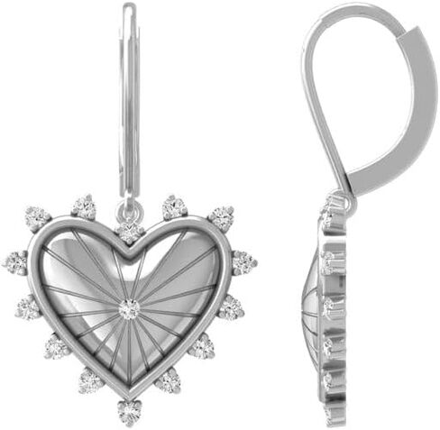 1/3 Carat Lab-Grown Diamond Dangle Earrings for Women | 14K Yellow or White Gold Heart Dangle Earrings | VS Clarity and D-F Color in Saudi Arabia