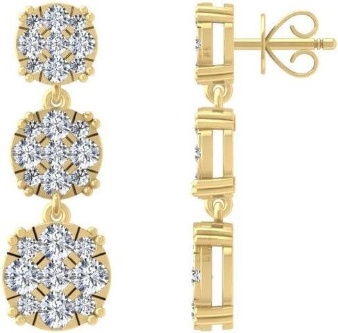 1 1/2 Carat Lab-Grown Diamond Dangle Earrings for Women | 10K Gold or Silver Dangle Earrings | VS Clarity and D-F Color in Saudi Arabia