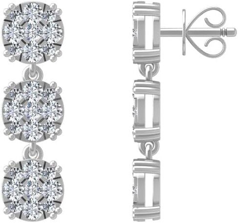 1 Carat Diamond Dangle Earrings for Women | 14K Yellow or White Gold Dangle Earrings | I2-I3 Clarity and I-J Color in Saudi Arabia