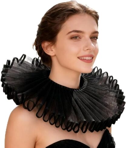 TQTYOY Elizabethan Ruffle Neck Clown Collar,Clown Costume Accessories for Women Men Medieval Costume Halloween Cosplay Party in Saudi Arabia