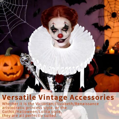 TQTYOY Elizabethan Ruffle Neck Clown Collar,Clown Costume Accessories for Women Men Medieval Costume Halloween Cosplay Party in Saudi Arabia