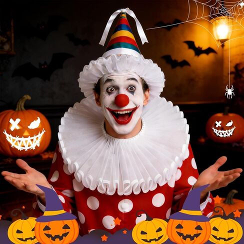 TQTYOY Elizabethan Ruffle Neck Clown Collar,Clown Costume Accessories for Women Men Medieval Costume Halloween Cosplay Party in Saudi Arabia