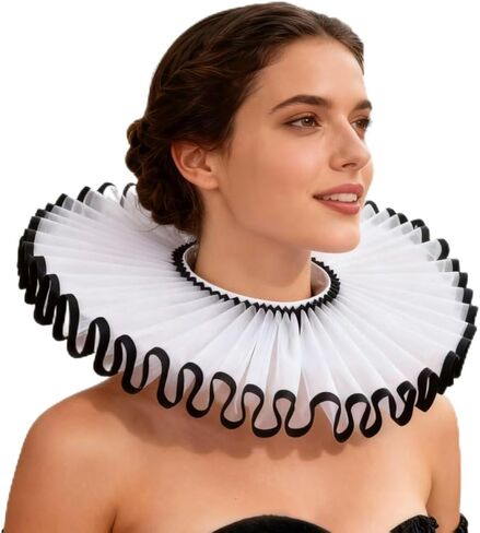 TQTYOY Elizabethan Ruffle Neck Clown Collar,Clown Costume Accessories for Women Men Medieval Costume Halloween Cosplay Party in Saudi Arabia