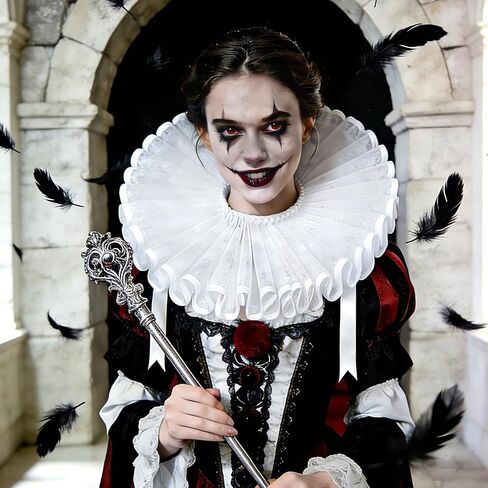 TQTYOY Elizabethan Ruffle Neck Clown Collar,Clown Costume Accessories for Women Men Medieval Costume Halloween Cosplay Party in Saudi Arabia