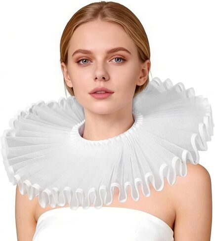 TQTYOY Elizabethan Ruffle Neck Clown Collar,Clown Costume Accessories for Women Men Medieval Costume Halloween Cosplay Party in Saudi Arabia