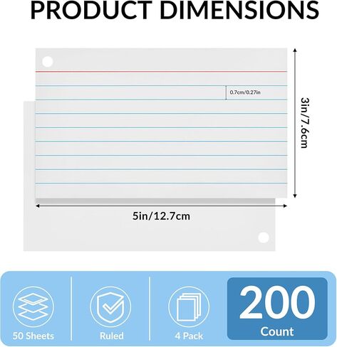 NEEWAY Ruled Index Cards with Ring 3x5 Inches, 200 Count Note Cards Lined, Flash Cards with Rings for Studying, Home and Office (Pastel) in Saudi Arabia