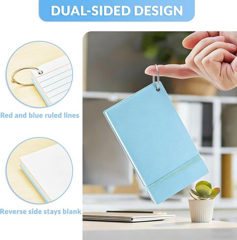 NEEWAY Ruled Index Cards with Ring 3x5 Inches, 200 Count Note Cards Lined, Flash Cards with Rings for Studying, Home and Office (Pastel) in Saudi Arabia