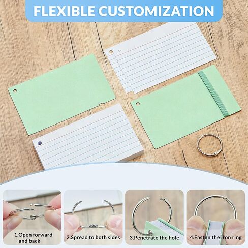 NEEWAY Ruled Index Cards with Ring 3x5 Inches, 200 Count Note Cards Lined, Flash Cards with Rings for Studying, Home and Office (Pastel) in Saudi Arabia