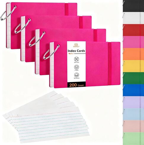NEEWAY Ruled Index Cards with Ring 3x5 Inches, 200 Count Note Cards Lined, Flash Cards with Rings for Studying, Home and Office (Pastel) in Saudi Arabia