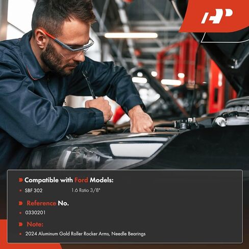 أذرع هزازة للمحرك من الألومنيوم الذهبي 16 قطعة من A-Premium مع محامل إبرة متوافقة مع كتلة صغيرة Ford SBF 302، نسبة 1.6، مسامير 3/8 بوصة in Kuwait