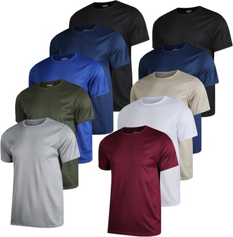 10 Pack Men's Quick Dry T-Shirts, Moisture Wicking Gym Workout Tops, Short Sleeve Crew Neck Running Tees (S-3XL) in Saudi Arabia