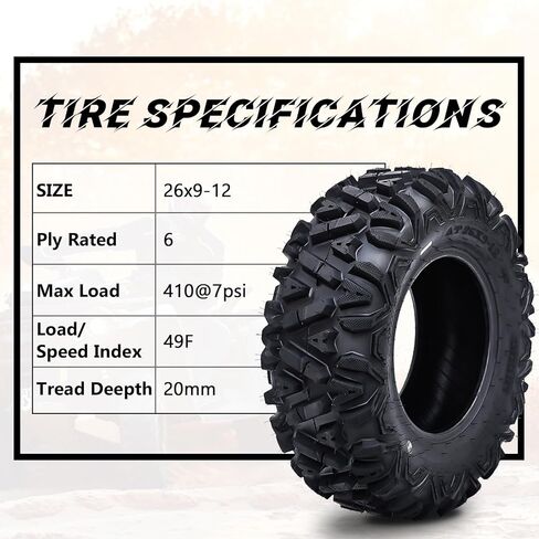 26x9x12 ATV Tires, 6PR, Set of 2 All Terrain ATV/UTV Off-Road Tires in Saudi Arabia