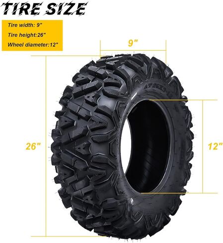 26x9x12 ATV Tires, 6PR, Set of 2 All Terrain ATV/UTV Off-Road Tires in Saudi Arabia