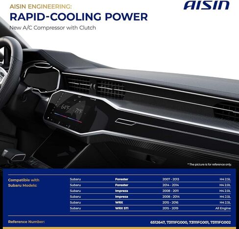 AISIN ACCF-00577 Air Conditioner AC Compressor - Compatible with Subaru Forester 2007-2014, Impreza 2008-2014, WRX 2015-2016, WRX STI 2015-2019 - 2.0L 2.5L - with 4-Pulley Groove, with Clutch in Kuwait