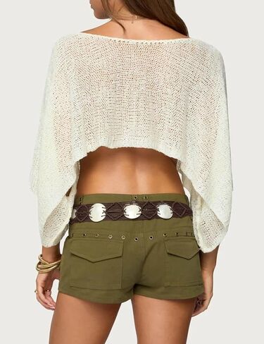 Womens Summer Knit Sheer Poncho Crop Tops Oversized Beach Cover Up Sexy Lightweight Crochet Shrug Shawl in Saudi Arabia