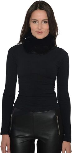 وشاح سلم فرو أرنب فاخر مع بوم بومس كاتم صوت فرو أرنب طوق وشاح لتدفئة الرقبة (للجنسين) in Kuwait