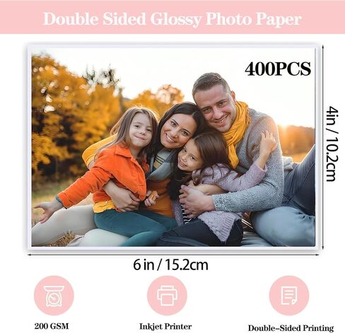 400 ورقة ورق صور لامع مقاس 4 × 6 بوصة 200 جرام في المتر المربع ورق صور لامع للطباعة النافثة للحبر وطباعة الصور وتقويم بطاقات التهنئة in Kuwait