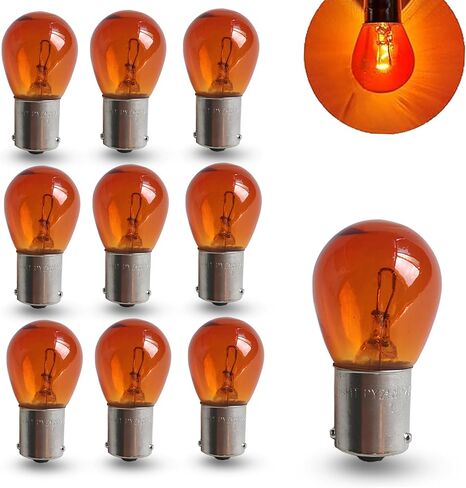 10 PCS Car PY21W S25 12V21W BAU15S Turn Signal Light Bulb Single-Contact Brake Taillight Replacement Miniature Mini Bulb For Cars Trucks SUVs Motorcycles (Amber) in Kuwait