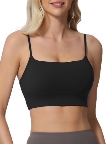 Sports Bras for Women Spaghetti Strap Padded for Yoga Running Gym Workout, Wireless Scoop Neck Bras Crop Tank Top in Saudi Arabia