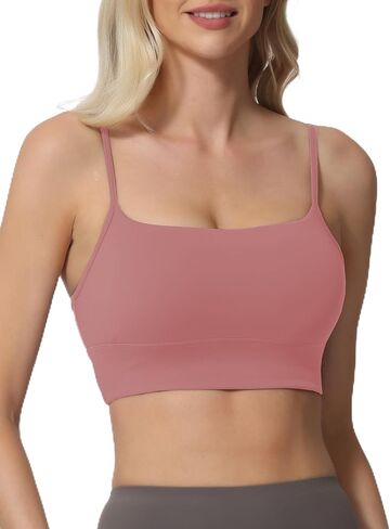 Sports Bras for Women Spaghetti Strap Padded for Yoga Running Gym Workout, Wireless Scoop Neck Bras Crop Tank Top in Saudi Arabia