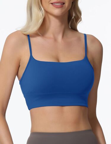 Sports Bras for Women Spaghetti Strap Padded for Yoga Running Gym Workout, Wireless Scoop Neck Bras Crop Tank Top in Saudi Arabia