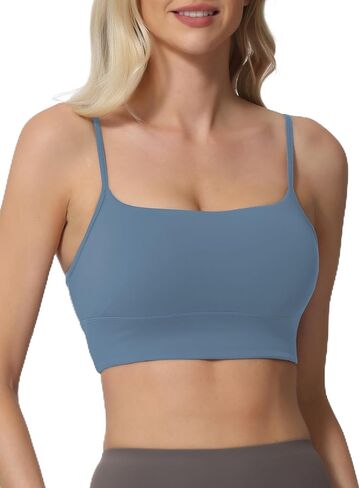 Sports Bras for Women Spaghetti Strap Padded for Yoga Running Gym Workout, Wireless Scoop Neck Bras Crop Tank Top in Saudi Arabia