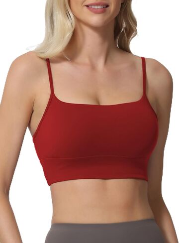 Sports Bras for Women Spaghetti Strap Padded for Yoga Running Gym Workout, Wireless Scoop Neck Bras Crop Tank Top in Saudi Arabia