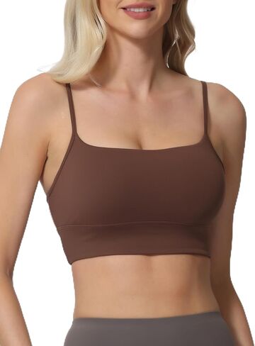 Sports Bras for Women Spaghetti Strap Padded for Yoga Running Gym Workout, Wireless Scoop Neck Bras Crop Tank Top in Saudi Arabia